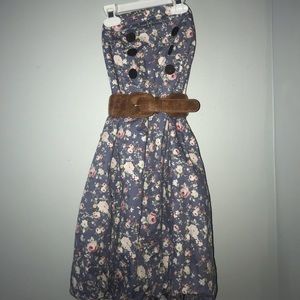 Strapless Floral Print dress (belt included!)